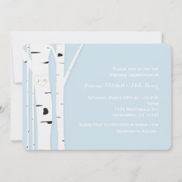 Rustic Birch Tree Herz Blue Wedding Einladung