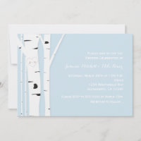 Rustic Birch Tree Herz Blue Wedding Einladung