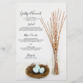 Rustic Bird Nest, Eggs, Pussy Willows Wedding Menu (Vorderseite)