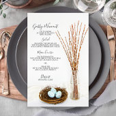 Rustic Bird Nest, Eggs, Pussy Willows Wedding Menu