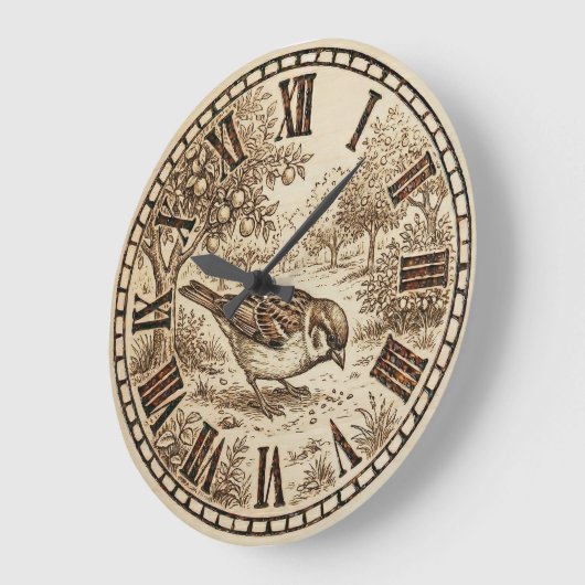 Rustic Bird Wall Clock  Große Wanduhr (Winkel)