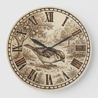 Rustic Bird Wall Clock  Große Wanduhr