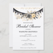 Rustic Black and Peach Floral Bridal Shower Einladung (Vorderseite)
