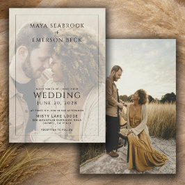 Rustic Black And White Overlay Photo Wedding Einladung