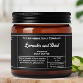 Rustic black body butter or cosmetics jar label wasserflaschenetikett