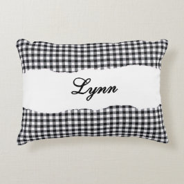 Rustic Black Gingham Personalized Name Dekokissen
