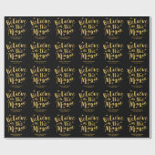 Rustic Black Gold Script Believe in the Magic Geschenkpapier (Flach)
