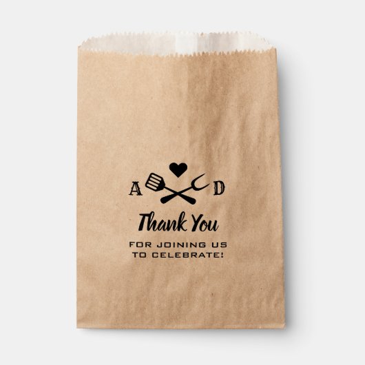 Rustic Black GRILLEN Wedding Vielen Dank Geschenktütchen (Vorderseite)