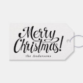 Rustic Black Merry Weihnachtsgeschenke Tags Geschenkanhänger (Vorderseite (Horizontal))