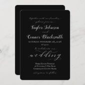 Rustic Black Silversmith Calligraphy Wedding Einladung (Vorne/Hinten)