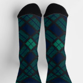 Rustic Black Watch Plaid Green Blue Tartan Socken (Oben)