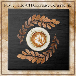 Rustic Black Watercolor Latte Art Decorative Fliese