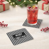 Rustic Black & White Buffalo Plaid Merry Christmas Rechteckiger Pappuntersetzer