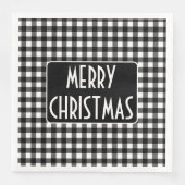 Rustic Black & White Buffalo Plaid Merry Christmas Serviette (Vorderseite)