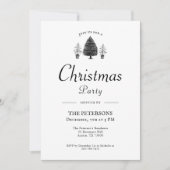 Rustic Black & White Christmas Tree Christmas Einladung (Vorderseite)