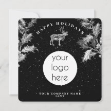 Rustic Black White Holiday Business Logo Christmas