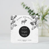 Rustic Black White Holiday Business Logo Christmas (Stehend Vorderseite)