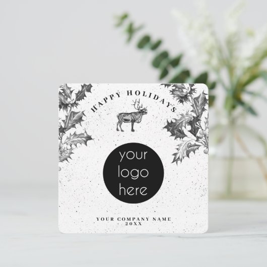 Rustic Black White Holiday Business Logo Christmas (Stehend Vorderseite)