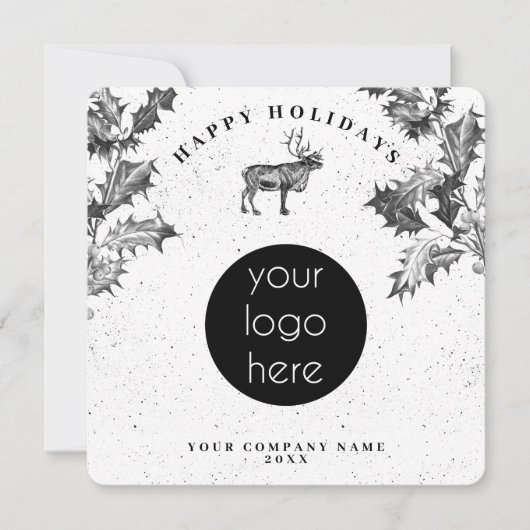 Rustic Black White Holiday Business Logo Christmas (Vorderseite)