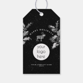 Rustic Black White Holiday Business Logo Christmas Geschenkanhänger