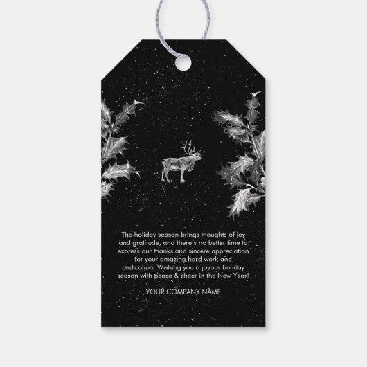 Rustic Black White Holiday Business Logo Christmas Geschenkanhänger (Rückseite)