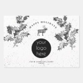Rustic Black White Holiday Business Logo Christmas Geschenkpapier Set (Vorderseite 3)