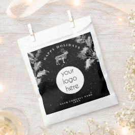 Rustic Black White Holiday Business Logo Christmas Geschenktütchen