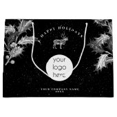 Rustic Black White Holiday Business Logo Christmas Große Geschenktüte (Vorderseite)