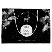 Rustic Black White Holiday Business Logo Christmas Große Geschenktüte (Rückseite)