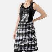 Rustic black white plaid monogram name kitchen schürze (InSitu)