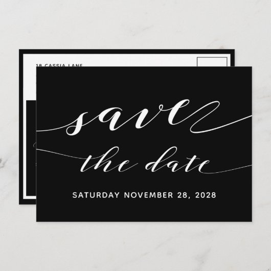 Rustic Blacksmith Calligrafy Rett Date Postcard Einladung (Vorne/Hinten)