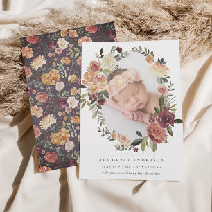 Rustic Bloom Birth Announcement Ankündigung