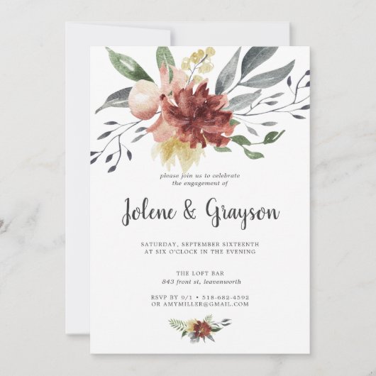 Rustic Bloom | Einladung zur Verlobungsparty (Vorderseite)