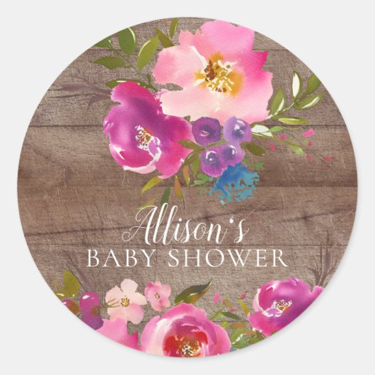 Rustic Bloom Floral Baby Dusche Umschlag Aufkleber (Vorderseite)