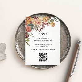 Rustic Bloom Floral QR Code Wedding RSVP Begleitkarte