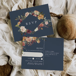 Rustic Bloom Floral Wedding Meal Choice RSVP Postkarte