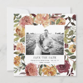 Rustic Bloom Foto Save the Date Karte (Vorderseite)