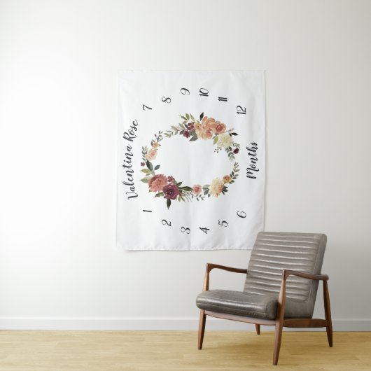 Rustic Bloom Monthly Baby Foto Hintergrund Wandteppich (Beispiel)