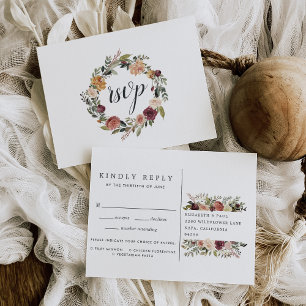 Rustic Bloom RSVP Postcard with Meal Choice Einladungspostkarte