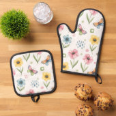 Rustic Bloom Symphony Ofenhandschuh & Topflappen-Set (Oben Unten)