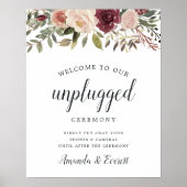 Rustic Bloom Unplugged Zeremony Wedding Sign Poster (Vorne)
