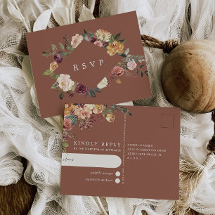 Rustic Bloom Watercolor Floral Wedding RSVP Postkarte