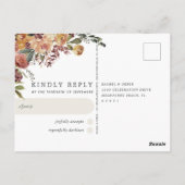 Rustic Bloom Watercolor Floral Wedding RSVP Postkarte (Rückseite)