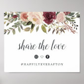 Rustic Bloom Wedding Hashtag Sign Poster (Vorne)