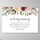 Rustic Bloom Wedding Memorial Sign Poster (Vorne)