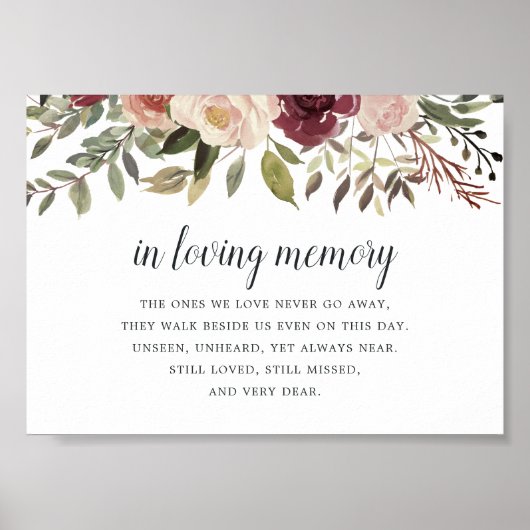Rustic Bloom Wedding Memorial Sign Poster (Vorne)
