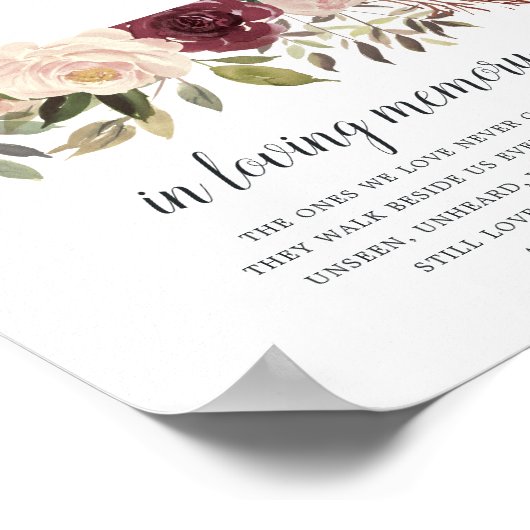 Rustic Bloom Wedding Memorial Sign Poster (Ecke)