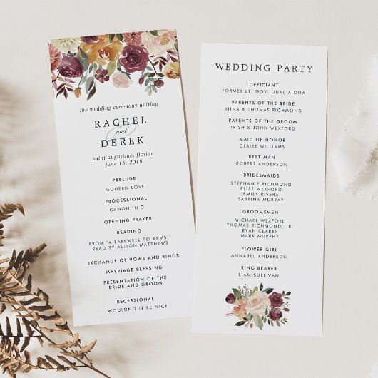 Rustic Bloom Wedding Programm