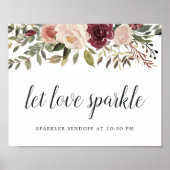 Rustic Bloom Wedding Sparker Sendoff-Zeichen Poster (Vorne)