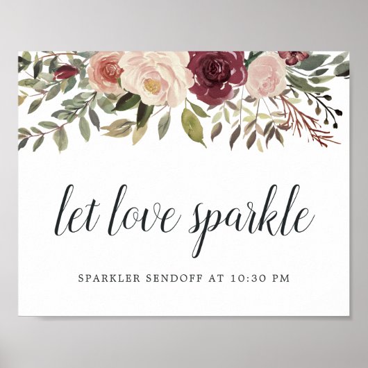 Rustic Bloom Wedding Sparker Sendoff-Zeichen Poster (Vorne)